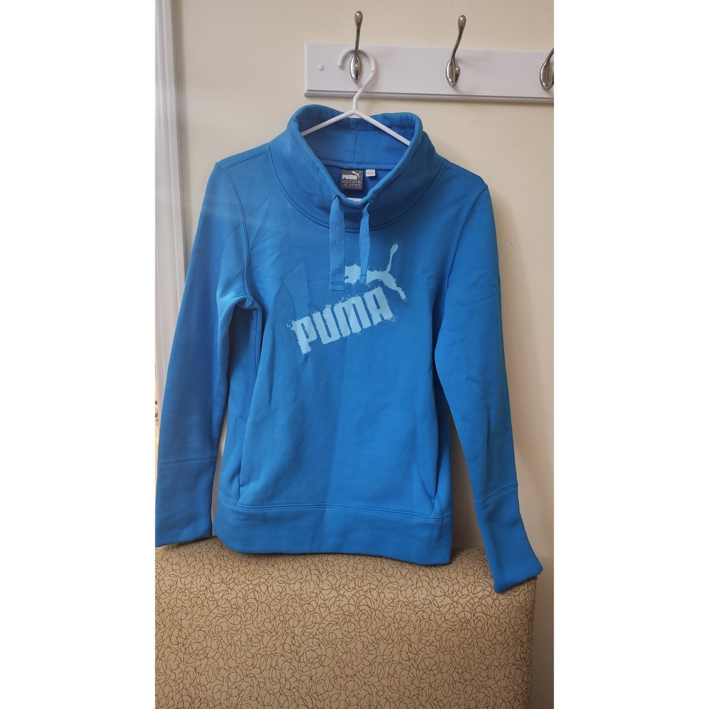 Puma High Neck, Turtleneck Blue Sweater,‎ Women's Size Small